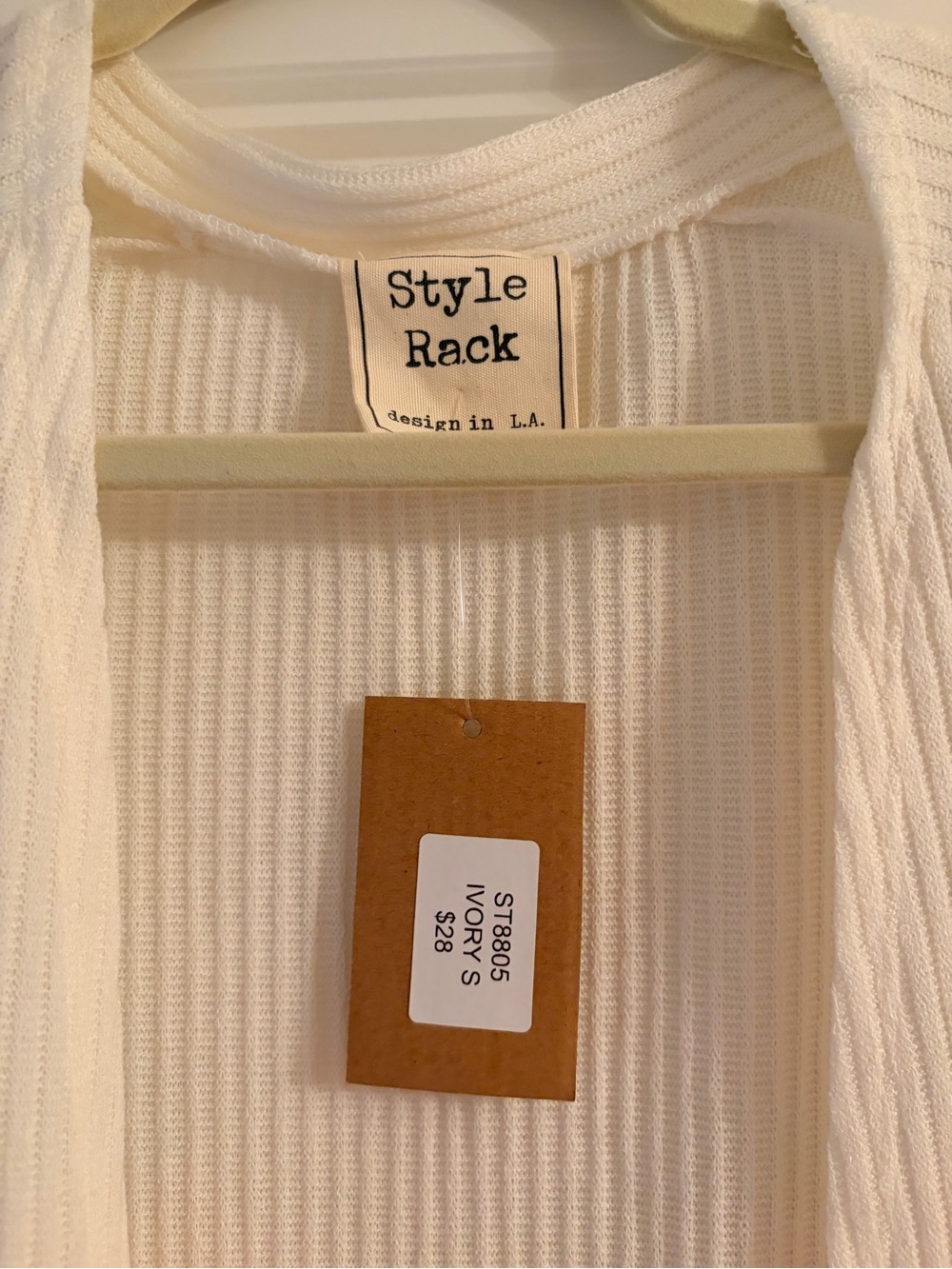 Ivory Ribbed Cardigan - Picture 3 of 3